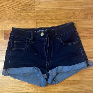 American eagle high rise shortie dark wash Jean shorts